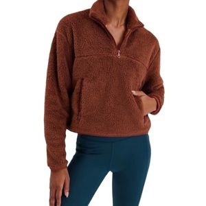 GIRLFRIEND COLLECTIVE Fleece Brown Oversized Full Zip Sherpa Jacket New Small